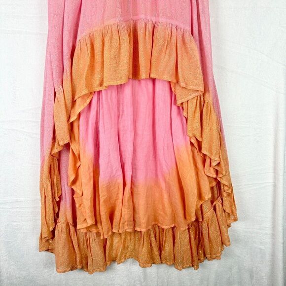 Revolve SUNDRESS Aline Dress Marabella Tie & Dye Size M/L Metallic Hi Low - Picture 7 of 12